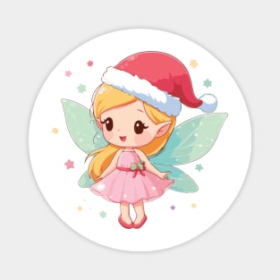 Christmas Fairy with Santa Hat Magnet